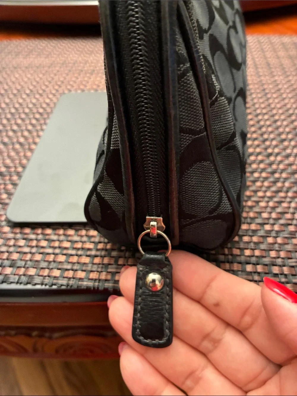 Coach Black Signature Vintage Cosmetic Bag